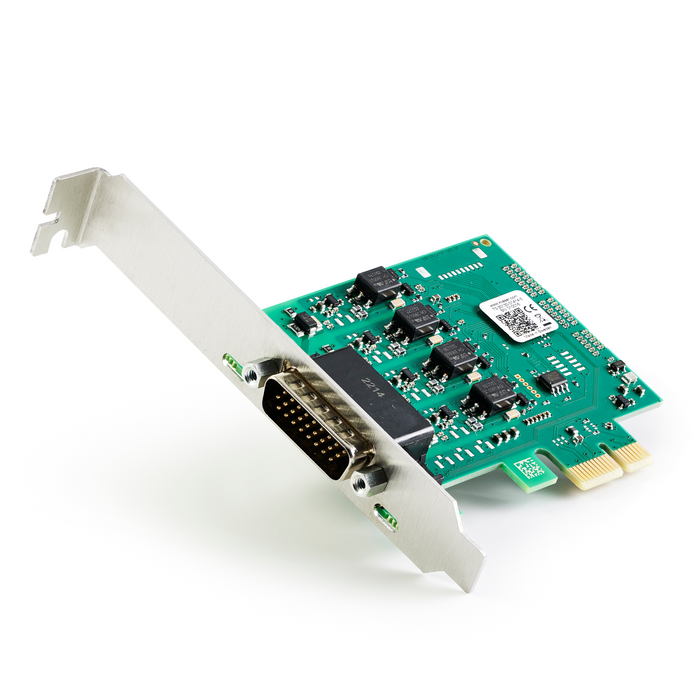 Kvaser KV-01414-5 PCIEcan 4xCAN v2 top angled bare circuit board view