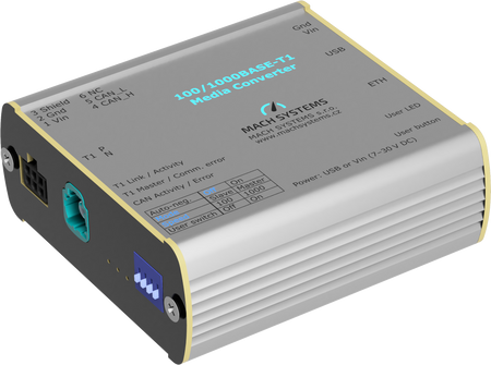 Mach Systems MA-1000BASET1-MC-HMTD100_1000BASE-T1 Media Converter HMTD front side view computer generated image