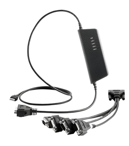 Kvaser USBcan Pro 4xCAN KV-01411-4 Silent full image with multiple cords and indicator view