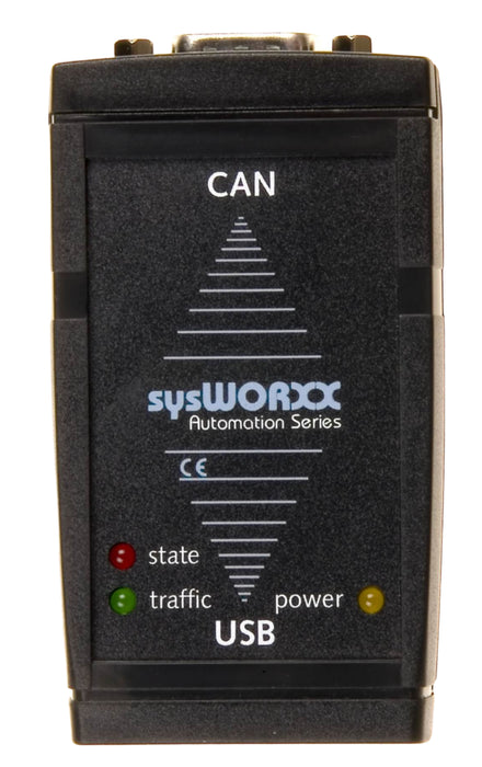 SYS TEC USB-CANmodul1 SYS-3204001-01 (USB) (single CAN, opto-isolated) front image with LED lights