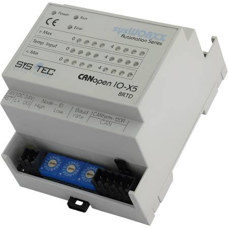 SYS-3001004 sysWORXX CANopen I/O-X5 front and side view
