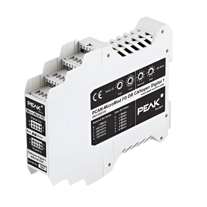 Peak System IPEH-003100 PCAN MicroMod FD DR CANopen Digital 1 front left top view
