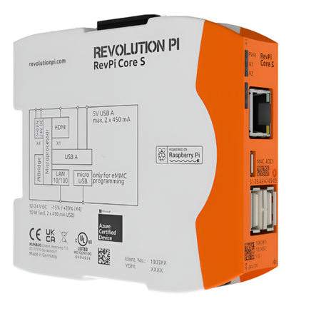 KUNBUS RevPi Core S front and right side view