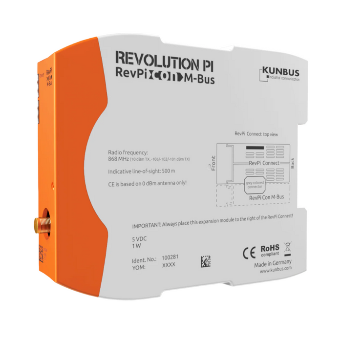 KUNBUS KU-PR100281 RevPi Con MBUS front and side view