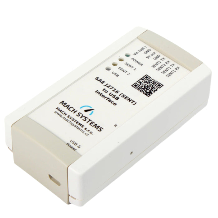 MACH SYSTEMS J2716 SENT to USB interface front and bottom side angled view