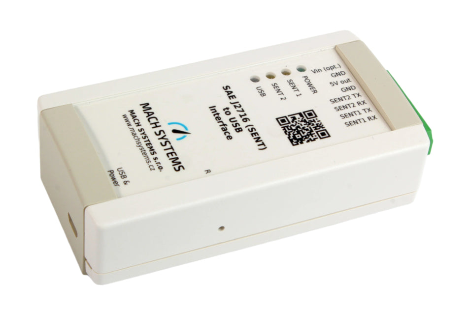MACH SYSTEMS J2716 SENT to USB interface front and right side angled view