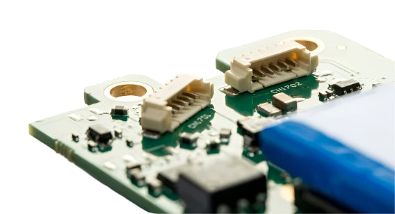 Kvaser KV-00869-4 Close up showing two CAN Channels on bare circuit board version of CAN bus interface and data logger