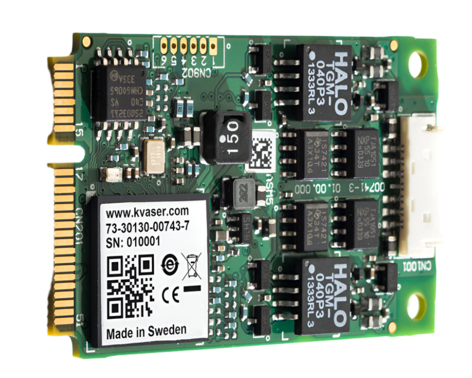 Kvaser KV-00743-7 Mini PCI Express 2xHS (2 CH) horizontal bare board close up view