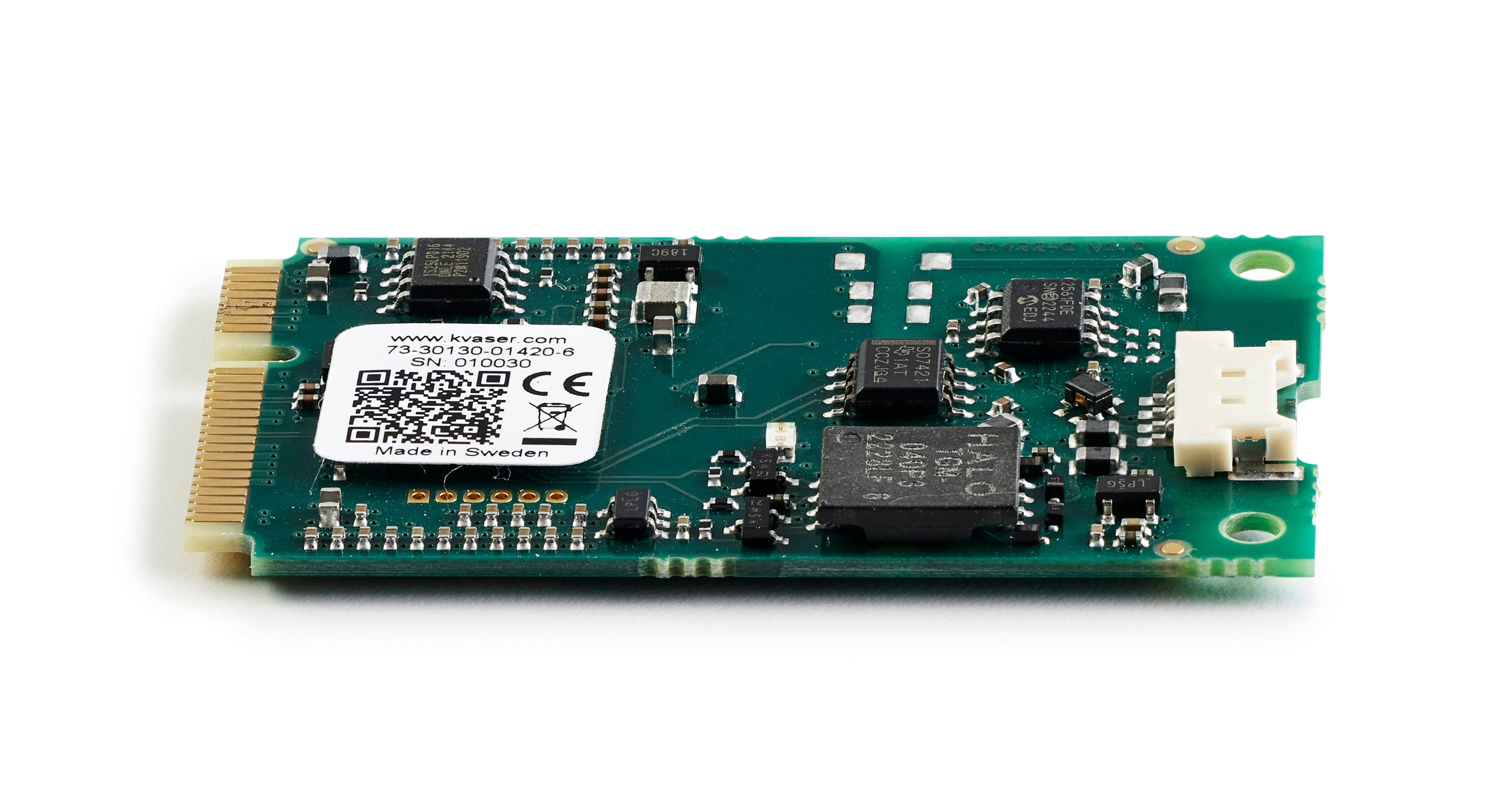 Kvaser KV-01420-6 Mini PCI Express 1xCAN v3 side top bare circuit board view