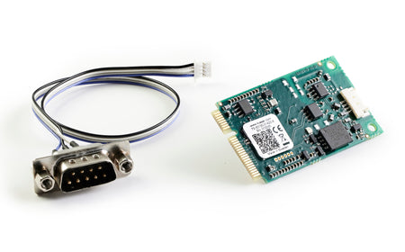 Kvaser KV-01420-6 Mini PCI Express 1xCAN v3 with wire connector and bare circuit board view and parts