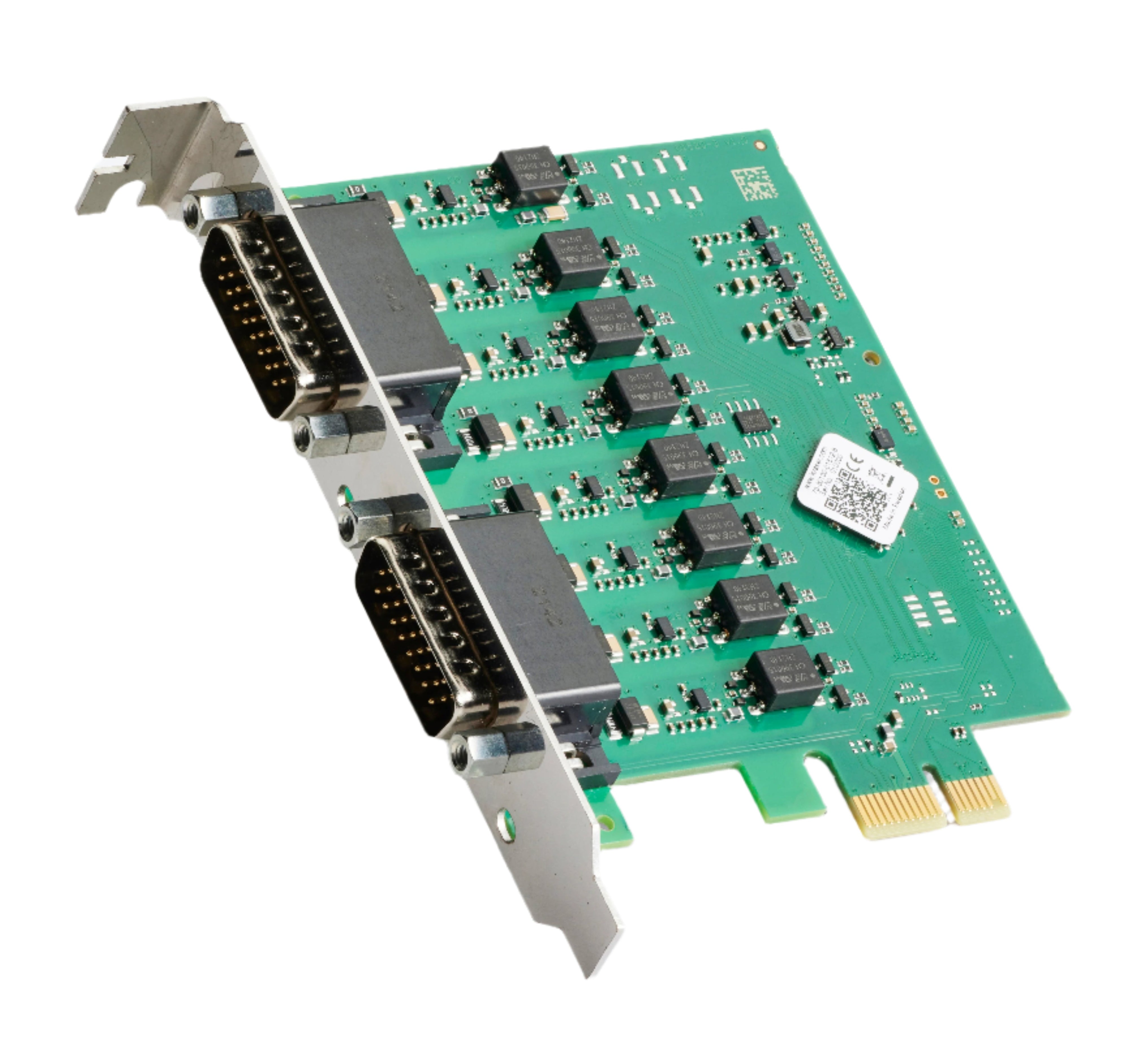 Kvaser KV-01512-8 PCIe 8xCAN bare circuit board slanted view