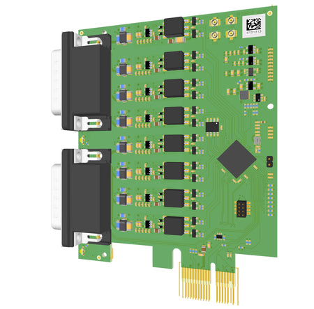 Kvaser KV-01512-8 PCIe 8xCAN front view with computer generated bare circuit board image
