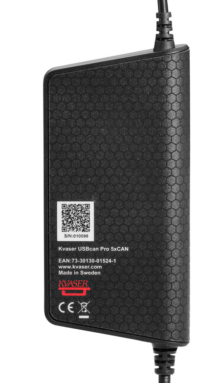Kvaser KV-01524-1 USBcan Pro 5xCAN mid zoom back view with QR code