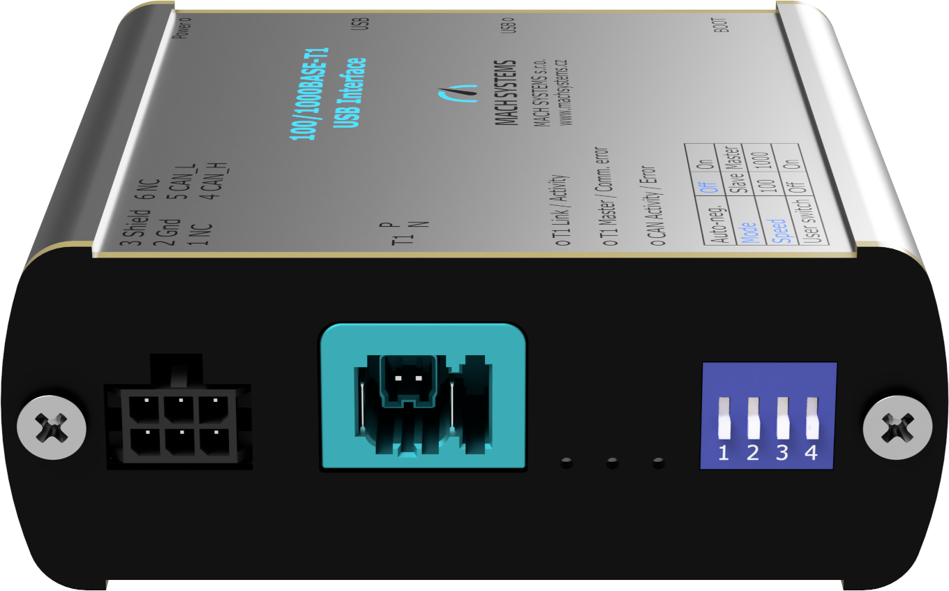 Mach Systems MA-1000BASET1-USB-MATENET Side connector interface 100/100Base-t1 USB Interface