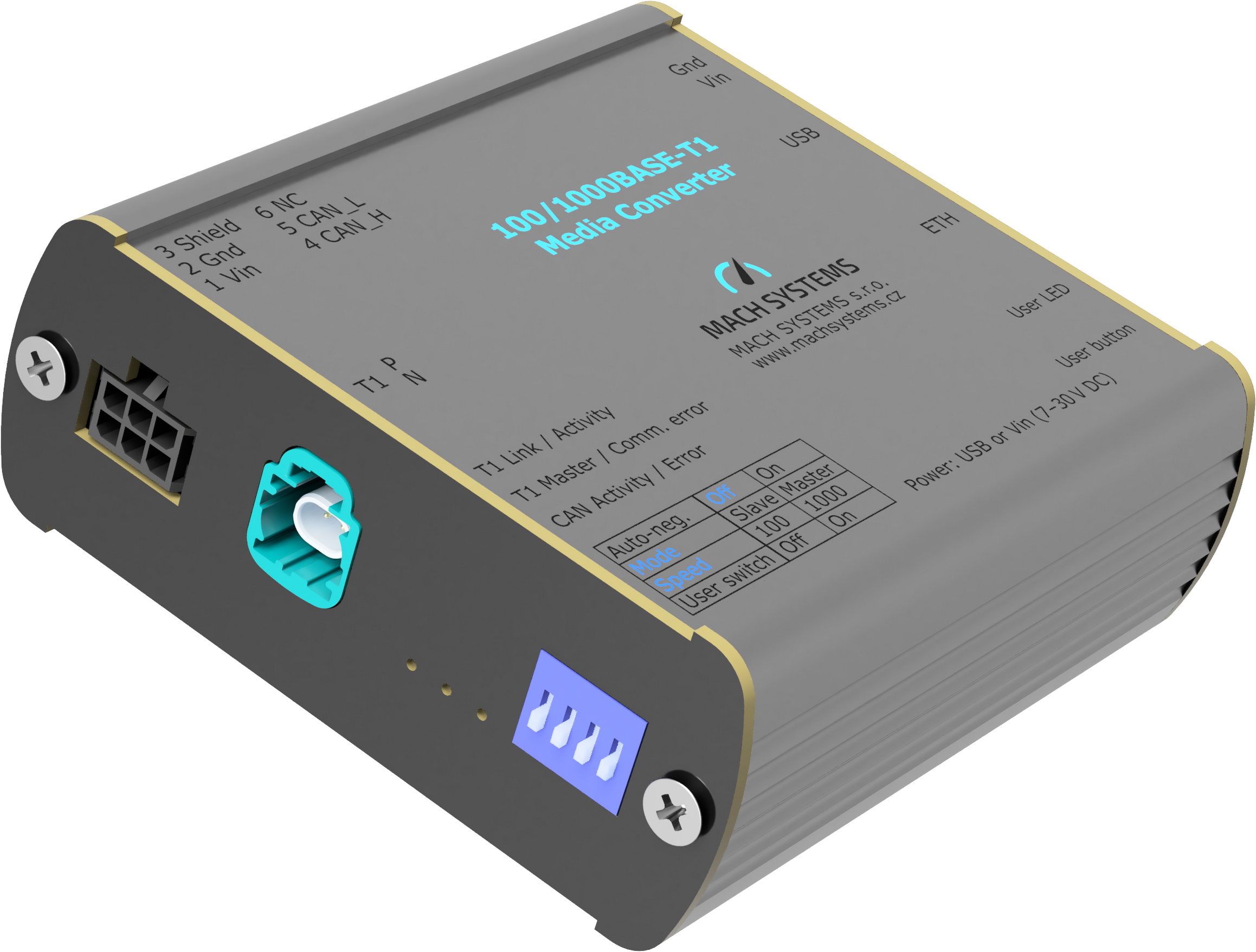Automotive Computer Module Hmtd 100/1000BASE-T1 Media Converter - Automotive Ethernet | Phytools