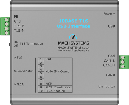 Mach Systems 10BASE-T1S-USB, MA-10BASET1S-USB-IF top side view