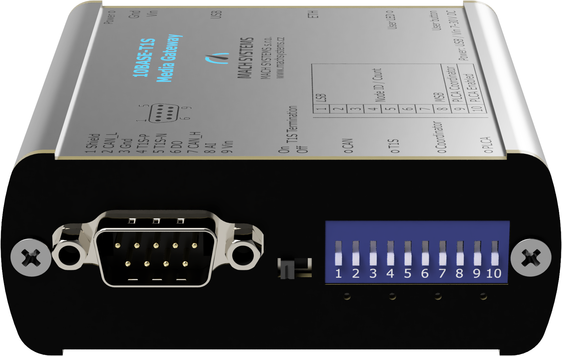 Mach Systems MA-10BASET1S-MG 10BASE-T1S Media Gateway side view