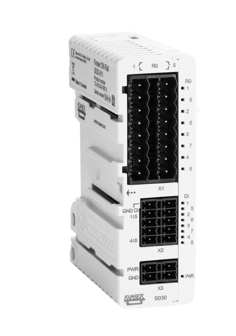 Kvaser KV-01067-3 DIN Rail add-on relay right side view part of KV-01059-8 set