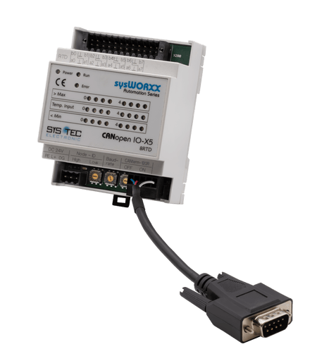 SYS-3001004 sysWORXX CANopen I/O-X5 front view with cord attached