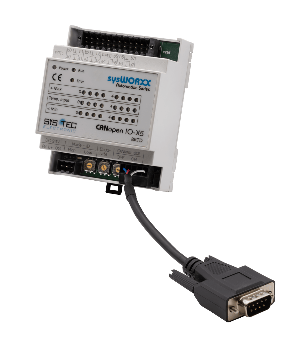 SYS-3001004 sysWORXX CANopen I/O-X5 front view with cord attached