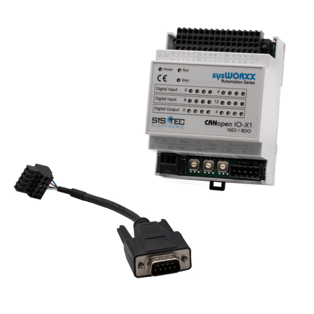 sysWORXX CANopen I/O-X1 - SKU: SYS-3001000 front image view with cord