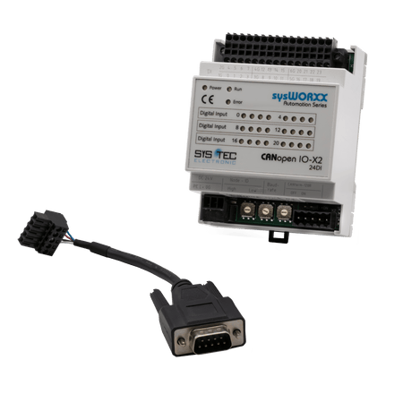 sysWORXX SYS-3001001 CANopen I/O-X2 front view with cord unattached