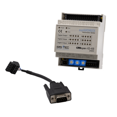 sysWORXX SYS-3001002 CANopen I/O-X3 front view with cord unattached