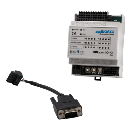 sysWORXX SYS-3001004 CANopen I/O-X4 front view with cord unattached