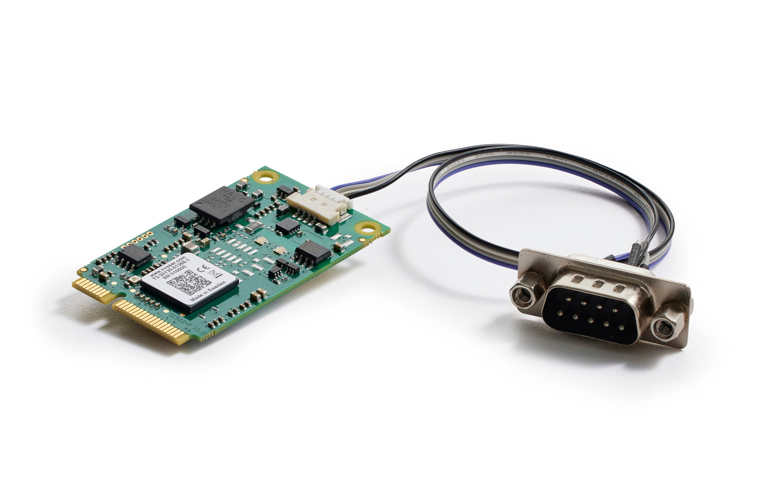 Kvaser Mini PCIe 1xCAN FD chip and connector close up view