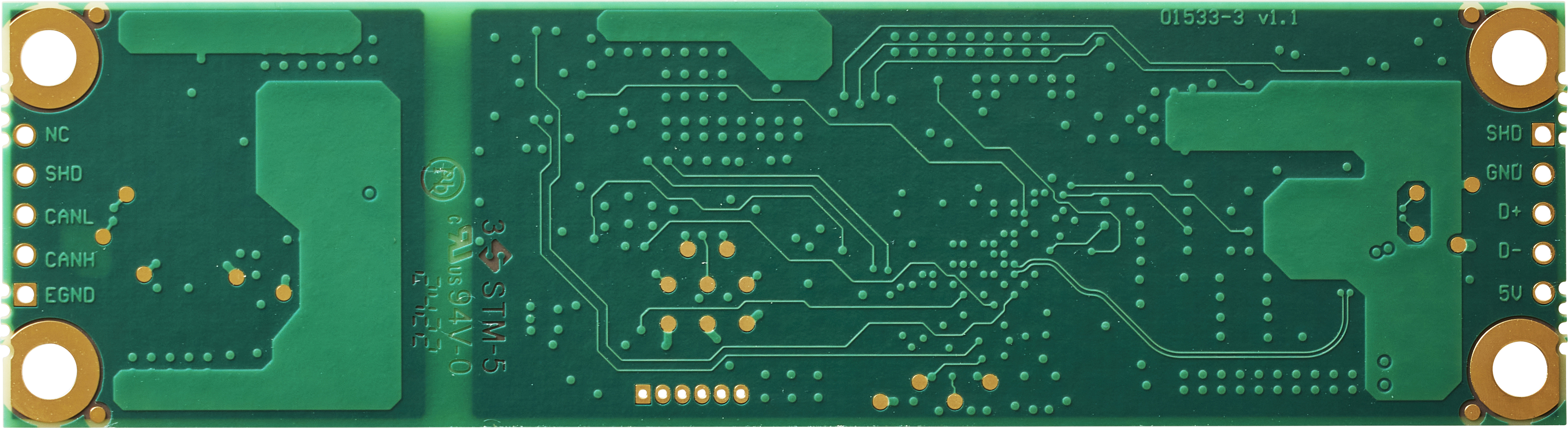 Kvaser KV-01532-6 Leaf v3 CB Horizontal bare circuit board view back