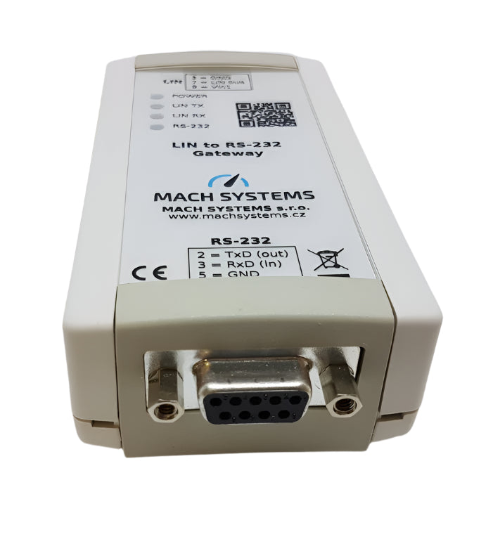 Mach Systems MA-LIN-RS232-GW LIN to RS-232 Gateway interface bottom connector view