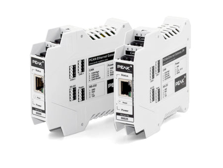 PCAN-Ethernet Gateway DR Single IPEH-004010 corner view of two units