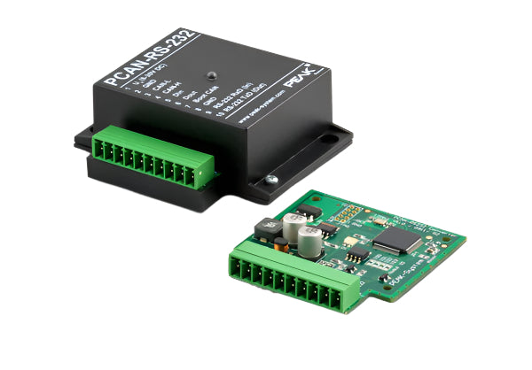 PEAK PCAN-RS-232 IPEH-002100 product view bare circuit board and housed unit shown