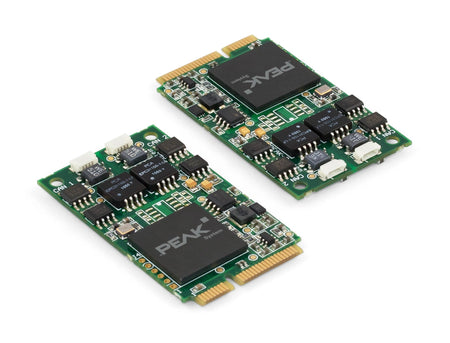 PEAK-System Technik PCAN-miniPCIe IPEH-003048 bare circuit board multi angle view of two units flipped