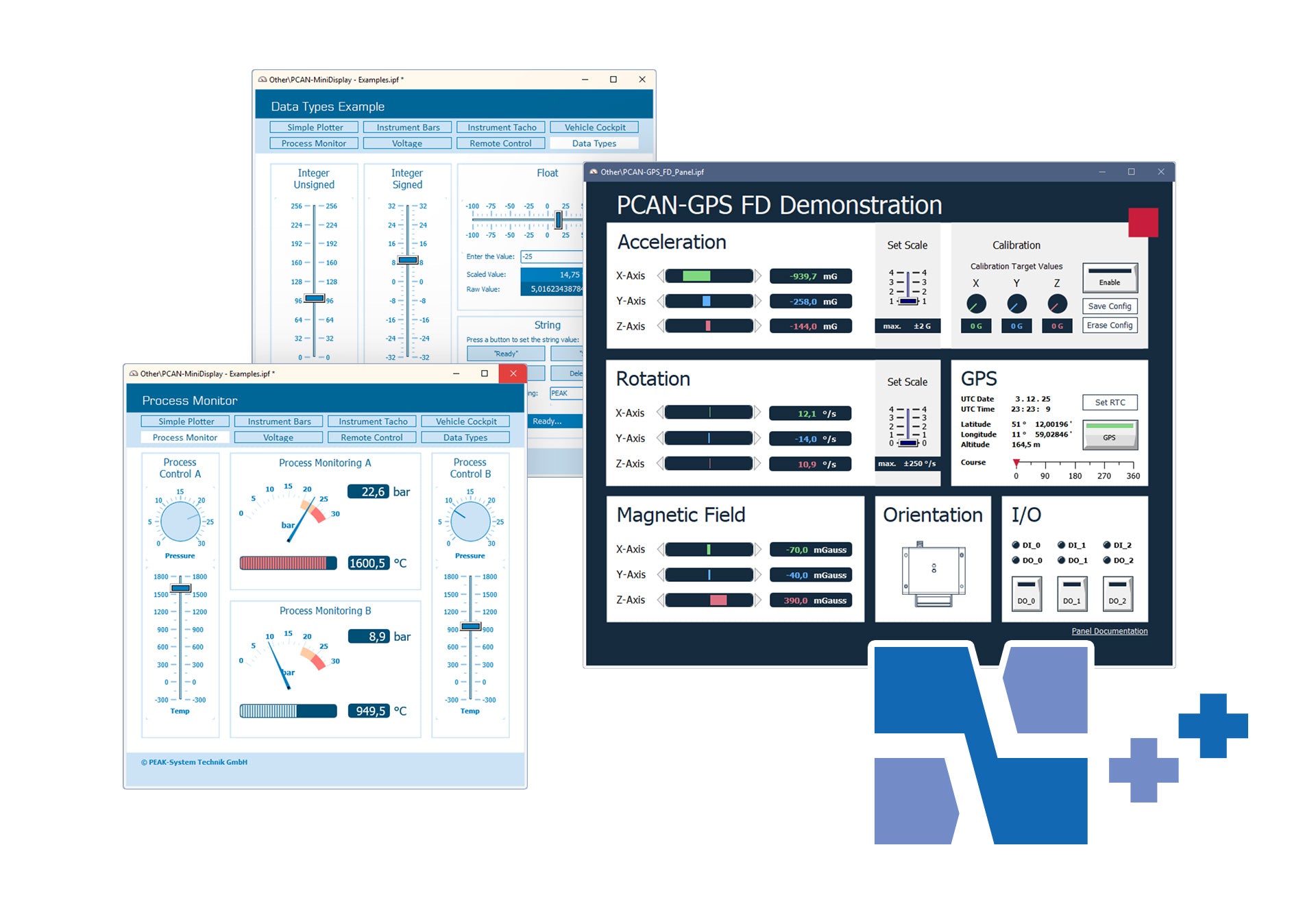 PEAK-System PCAN Explorer 7 PE7I instruments Panel Add-in Data screen image