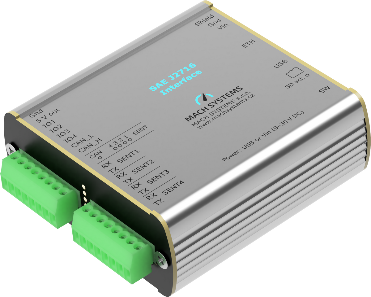 MACH SYSTEMS SAE J2716 Interface top and left side view