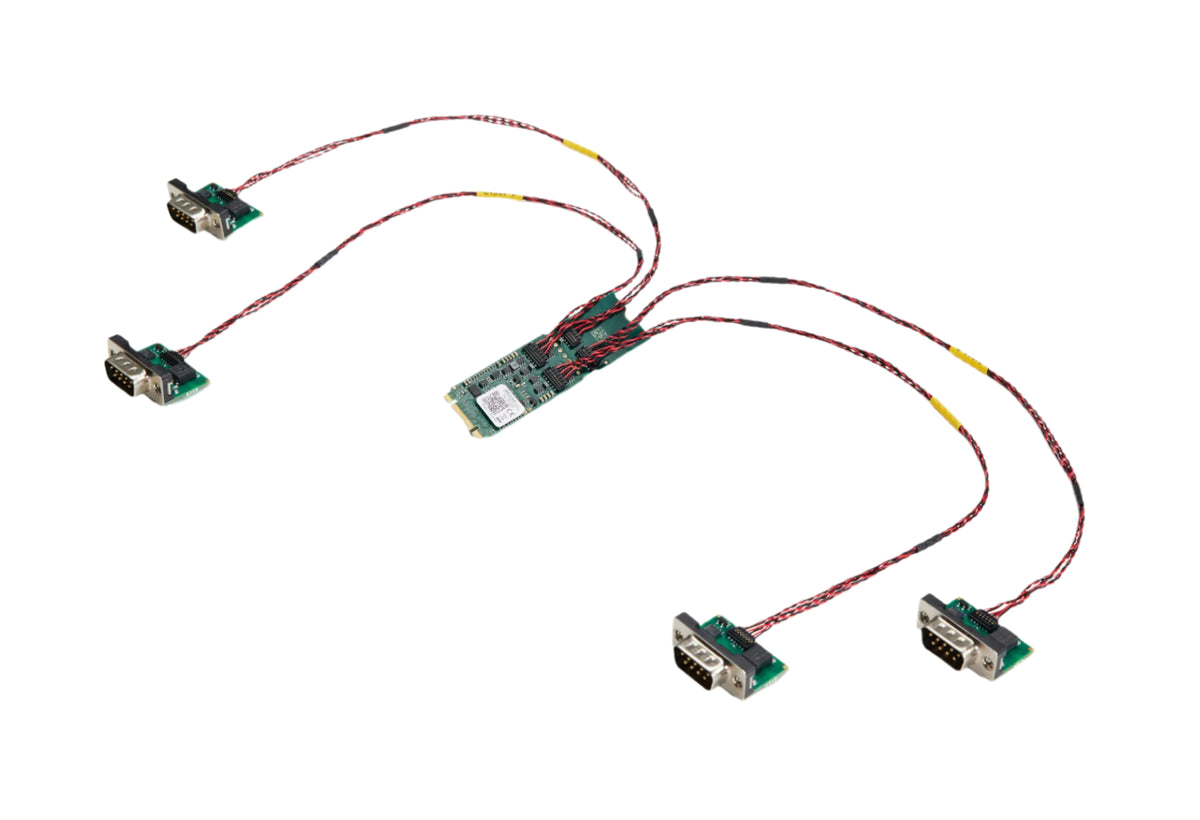 Kvaser KV-01333-9 product shot circuit board with four connection cords