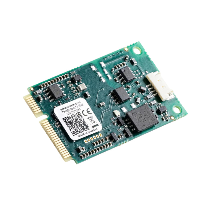 Kvaser KV-01420-6 Mini PCI Express 1xCAN v3 front tilted bare circuit board view