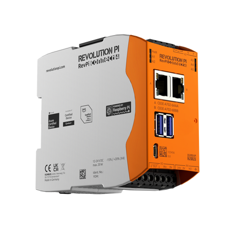 KUNBUS Revolution Pi Rev Pi Connect 4 left side and front view