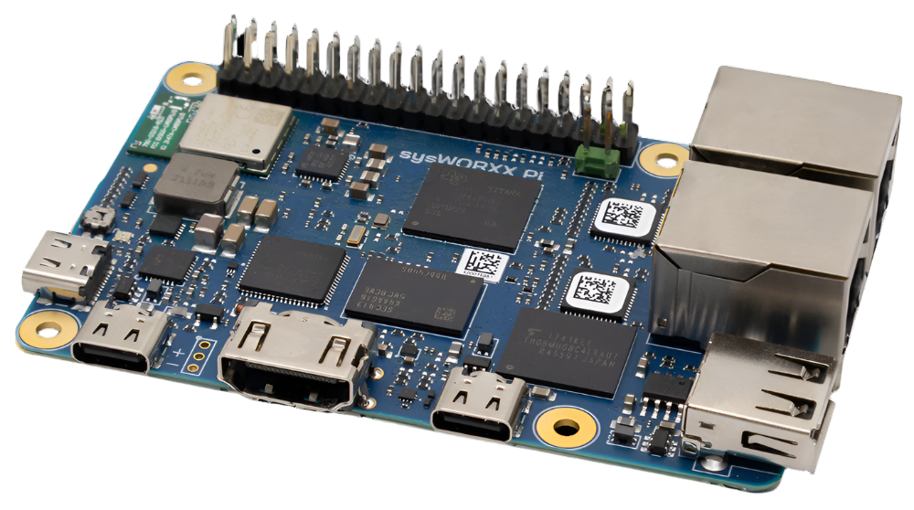 Sys Tec sys-pi-am62X bare board image slanted alt view