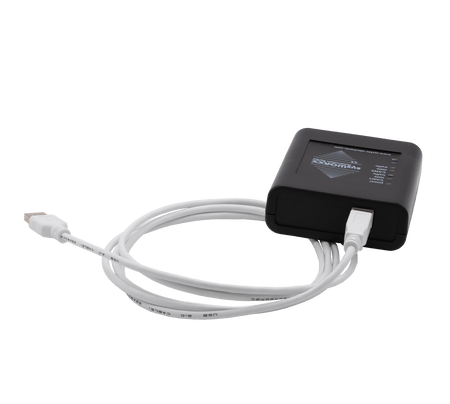 SYS-3204003 SYS TEC USB-CANmodul2 (dual CAN, opto-isolated) top view with cord connected