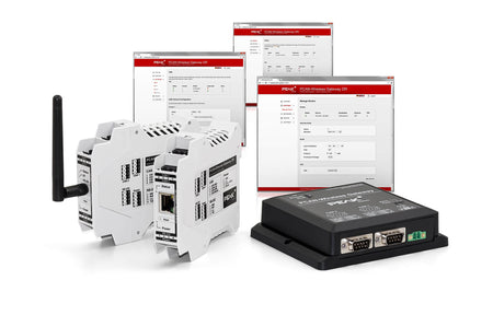 PEAK-System Technik PCAN-WLAN Gateway DR IPEH-004011 product suite shot with antenna data screens and PCAN-Wireless Gateway