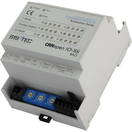 sysWORXX SYS-3001005 CANopen I/O-X6 product front and right side view