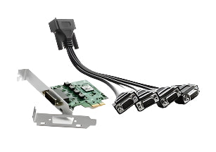 Kvaser Kvaser PCIEcan 4xHS bare circuit board and cord connectors view and pin connector