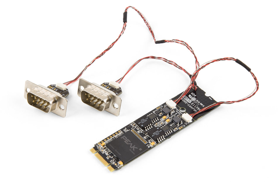 PEAK-System Technik PCAN-M.2 bare circuit board view with attached connectors