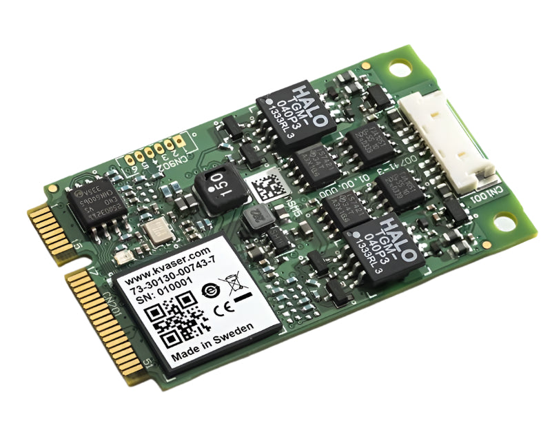 Kvaser KV-00743-7 2-channel Mini PCI Express bare board view