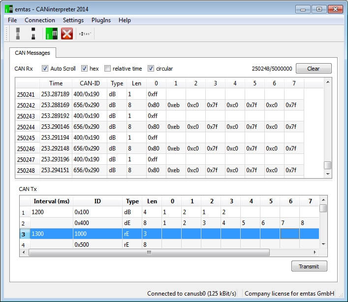 SYS-3930008 CANinterpreter 2014 data screen view