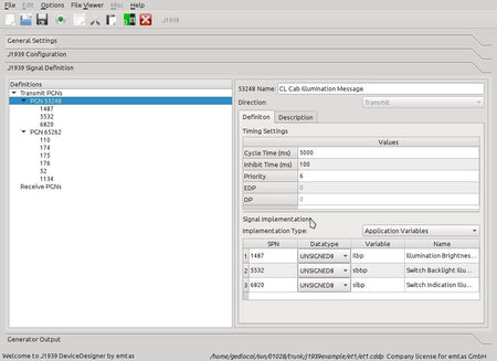 Emtas SAE J1939 Stack EM-5028-10-PL data screen view