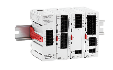 Kvaser KV-01059-8 DIN Rail viewed with other mounted KVASER add-ons