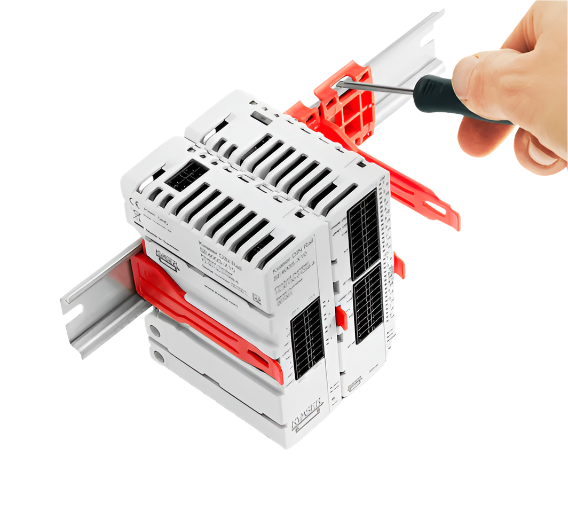 Kvaser KV-01067-3 DIN Rail add-on relay mounting on rail view